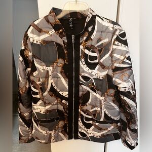 NWOT. Never worn Berek  Quilted “Status Quo”Grey B&W Equestrian Jacket